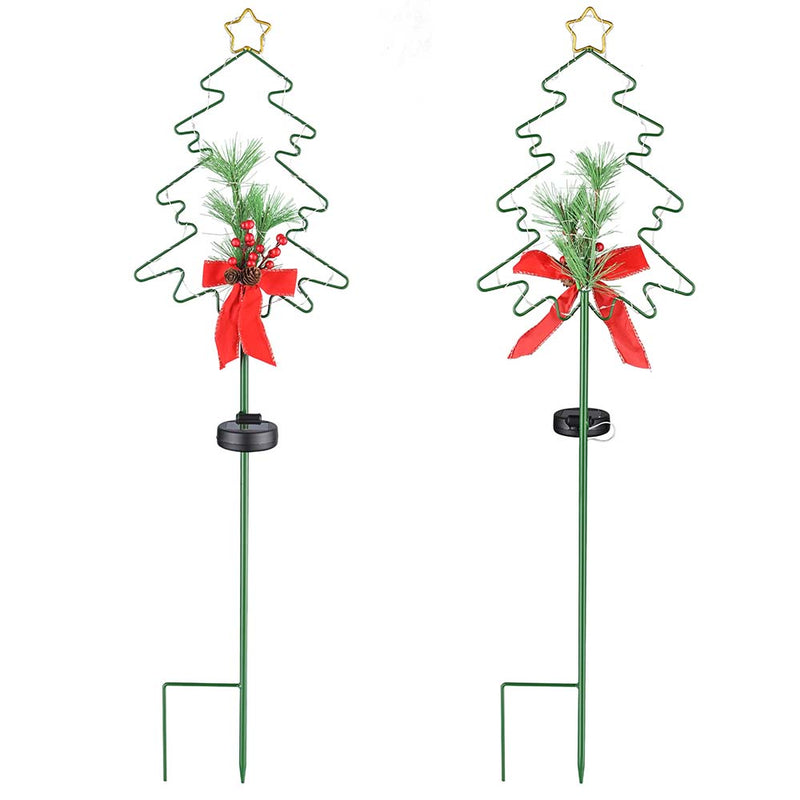 DIY Solar Garden Christmas Stake Lights Xmas Tree 2ct/Pack