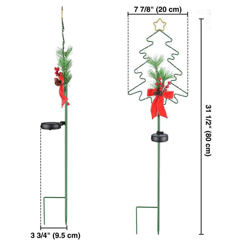 DIY Solar Garden Christmas Stake Lights Xmas Tree 2ct/Pack