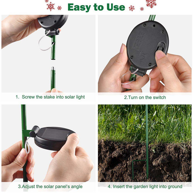 DIY Solar Garden Christmas Stake Lights Xmas Tree 2ct/Pack