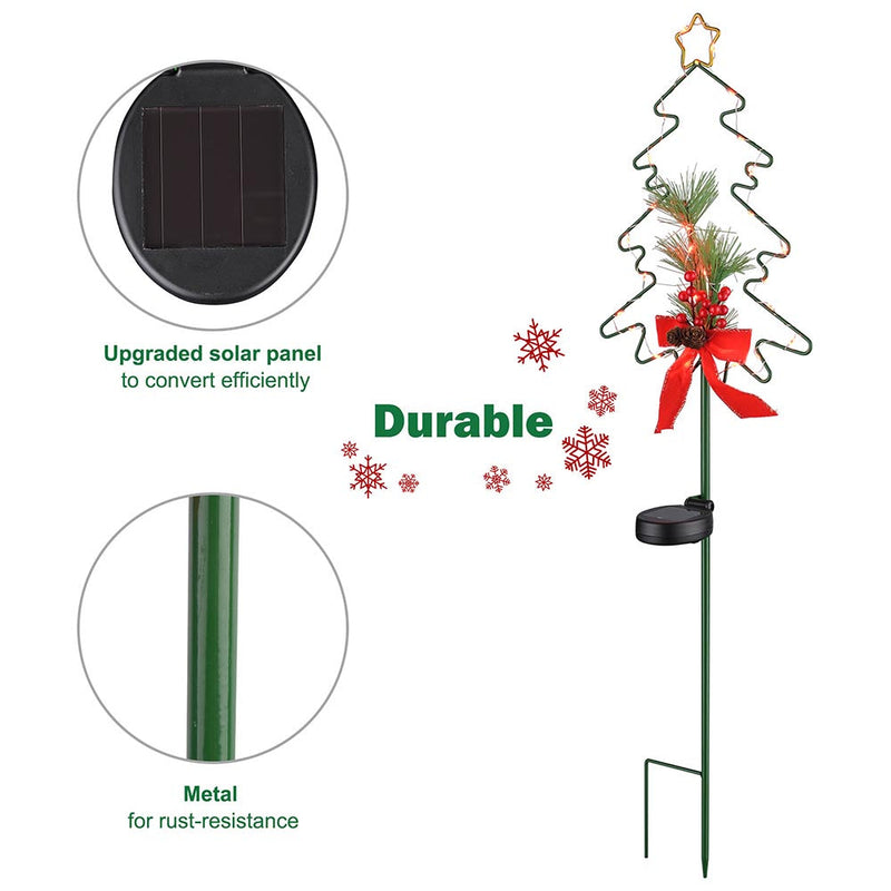 DIY Solar Garden Christmas Stake Lights Xmas Tree 2ct/Pack