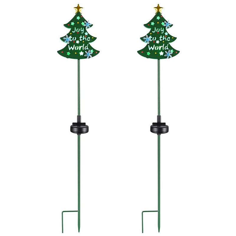 DIY Solar Garden Christmas Stake Lights Xmas Tree 2ct/Pack