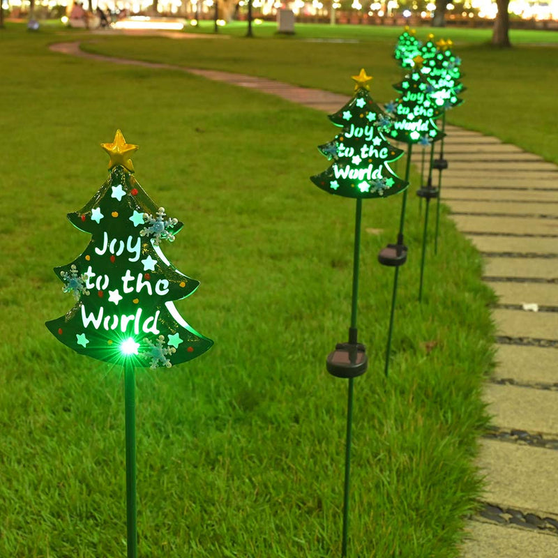 DIY Solar Garden Christmas Stake Lights Xmas Tree 2ct/Pack