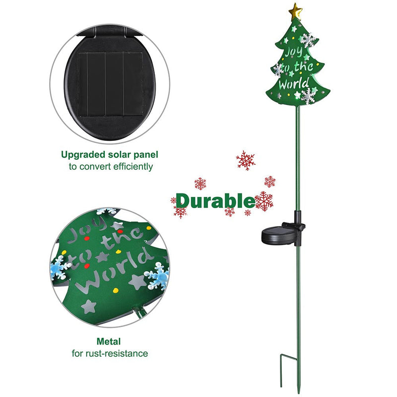 DIY Solar Garden Christmas Stake Lights Xmas Tree 2ct/Pack