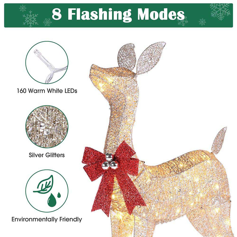 DIY Light Up Reindeer Outdoor Christmas Yard, 2pcs(Doe & Fawn)