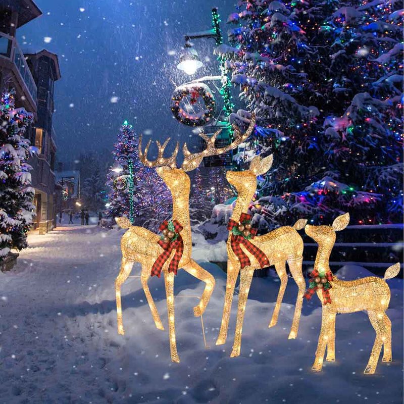 DIY Outdoor Lighted Reindeer Yard Decorations 3pcs