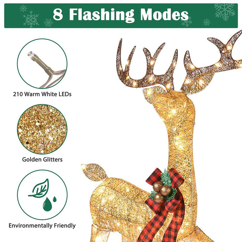 DIY Outdoor Lighted Reindeer Yard Decorations 3pcs