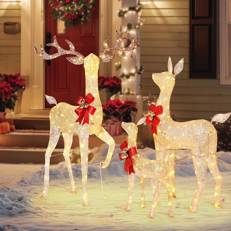 Yescom Outdoor Lighted Christmas Reindeer Family 3pcs