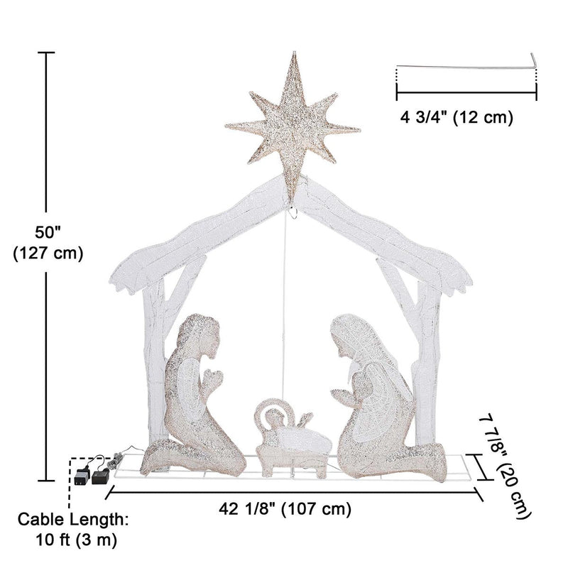 Yescom Pre-Lit Nativity Scene Xmas Decoration Holy Family 4ft 108 LEDs