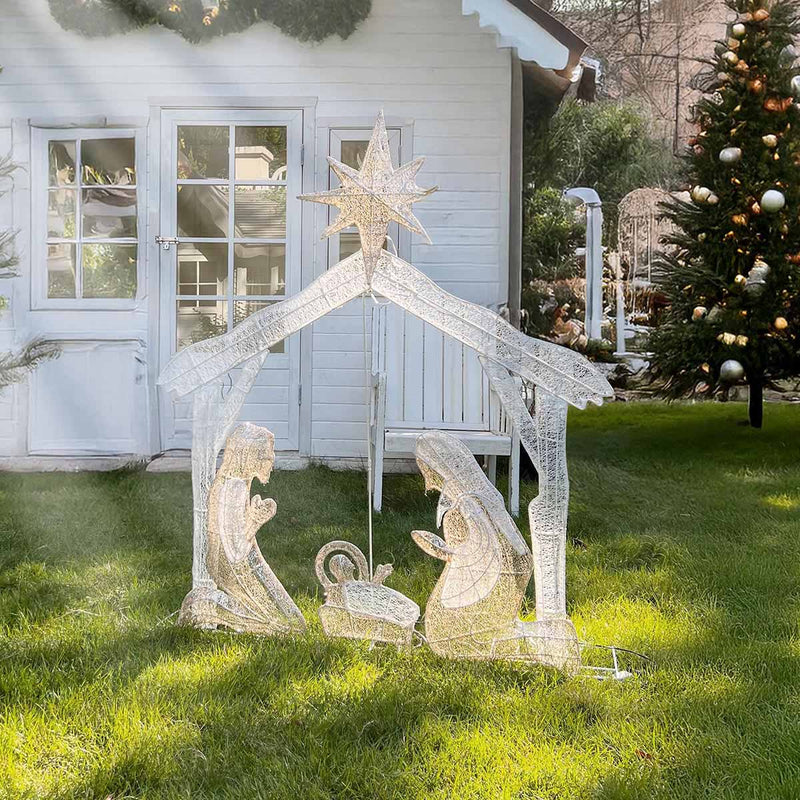 Yescom Pre-Lit Nativity Scene Xmas Decoration Holy Family 4ft 108 LEDs