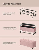 SONGMICS Velvet Storage Ottoman Bench, Foot Rest with Legs, 15.7 x 43 x 15.7 Inches, End of Bed Bench, Storage Chest, Load up to 660 lb, for Living Room, Bedroom, Entryway, Jelly Pink ULSF089R01 by CozyNest Decor