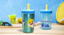 Zak Designs Baby Shark Kelso Tumbler Set, Leak-Proof Screw-On Lid with Straw, Bundle for Kids Includes Plastic and Stainless Steel Cups with Bonus Sipper (3pc Set, Non-BPA)15 fl oz. by TinyTreasures Baby Boutique
