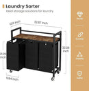 Laundry Hamper, Laundry Basket, Laundry Sorter with 3 Removable Bags, Clothes Basket with 3 Compartments, Wheels, Shelf for Laundry Room Bathroom Bedroom (3 Bags-Black) by CozyNest Decor