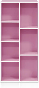 Furinno 7-Cube Reversible Open Shelf, White/Pink 11048WH/PI by TinyTreasures Baby Boutique