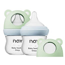 Natural Glass Baby Bottle for Breastfeeding Babies, 3oz Newborn Anti-Colic Baby Bottle with Slow Flow Nipples (SS), Clear, Wide Neck, 2 Pack, 0 Months+ by TinyTreasures Baby Boutique