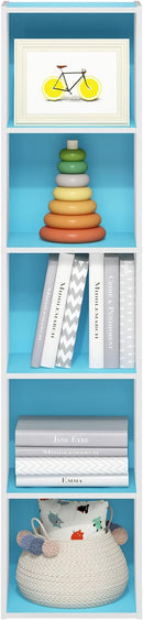 Furinno Luder Bookcase / Book / Storage, 5-Tier Cube, Light Blue/White by TinyTreasures Baby Boutique