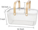 Portable Mesh Harvest Basket - Natural Bamboo Handle Foldable Organizer for Kitchen, Garden & Picnic | Ventilated Storage Bin with Rust-Proof Wire, Space-Saving Farmhouse Decor (White) by GreenHaven Gardens