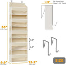 SpaceAid 1 Pack Over The Door Organizer with 5 Large Pockets and 10 Mesh Side Pockets, 5 Layers Door Organizer Hanging with Clear Window for Bedroom, Bathroom, Pantry and Nursery, Beige by CozyNest Decor