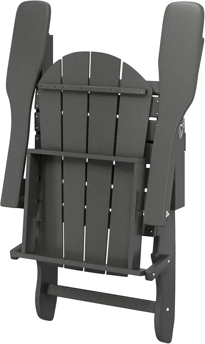 Westin Outdoors Laguna WO Home Furniture Adirondack Chair 4 PC Set Classic Outdoor Patio Folding Chair for Bon Fire Pit Lawn Backyard Beach Plastic Weather-Resistant (Gray), photo 9 of 10