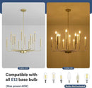 Modern Gold Farmhouse Chandeliers, 12-Light Industrial Metal Chandelier Lighting, Classic Candle Hanging Pendant Light Fixtures for Kitchen, Dining Room, Living Room, Entryway by CozyNest Decor
