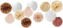 Boho Rustic Wedding Party-Decorations Paper Flowers Lanterns - 15PCS Fall Baby Shower Gender Neutral Streamers,Brown Champagne White Tissue Pom Poms,Autumn Birthday Bridal Decor Hugfond by CozyNest Decor