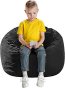 Bean Bag Chairs for Kids - Memory Foam Furniture BeanBag Chair - Kids/Teens Sofa with Soft Micro Fiber Cover - Round Fluffy Couch for Living Room Bedroom College Dorm - 2.5 ft, Carbon Black by CozyNest Decor