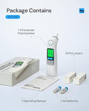 Ear Thermometer, Highly Accurate Ear Thermometer for Kids, Adults and Babies, 30 Memory Recall, 1s Result and 3-Color Fever Alert, with 24 Disposable Probe Covers, White by TinyTreasures Baby Boutique