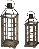 Glitzhome Farmhouse Oversized Wood Metal Lanterns Decorative Hanging Candle Lanterns Set of 2, Black (No Glass) by CozyNest Decor