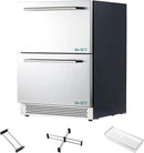 Albott 24 Inch Under Counter Drawer Fridge – Stainless Steel Beverage Refrigerator with Dual Drawers, LED Touch Control, Adjustable Storage, Frost-Free, Low Noise, 34-72℉, for Indoor or Outdoor Use by CozyNest Decor