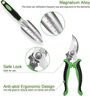 Garden Tool Set with Non Slip Rubber Grip,8 Piece Stainless Steel Gardening Tool Sets,Heavy Duty Outdoor Hand Tools Durable Storage Tote Bag,Uprooting Weeding Tool, Gifts for Women Men Green by GreenHaven Gardens