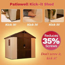 Patiowell 8 x 6 FT Plastic Outdoor Storage Shed with Floor, Resin Shed with Window and Lockable Door for Garden, Backyard, Tool Storage Use, Easy to Install in Beige (Kick-it Shed) by GreenHaven Gardens