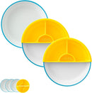 Omie® Easy Scoop Plates for Kids | Unique Design Helps Food Fall into the Spoon, Not on the Table | Made from Plants | 3 Plates + 2 Silicone Dividers | Blue by TinyTreasures Baby Boutique