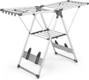Giantex Clothes Drying Rack, 2-Layer Aluminum Foldable Laundry Drying Rack with 5-Level Adjustable Height, 21 Drying Rails, 10 Side Clips, 4 Shoe Holders, Space Saving Collapsible Laundry Drying Rack by CozyNest Decor
