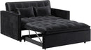 3 in 1 Convertible Sleeper Sofa Bed,Futon Loveseat Couch with Pull-Out Bed & Adjustable Backrest,Velvet Fabric Sofa with Side Pocket for Small Apartment, Living Room, Office (Black) by CozyNest Decor