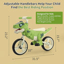 Dinosaur-Themed Toddler Balance Bike Toys for 2-7 Year Old Girls & Boys - Music & Lighting Effects, No-Pedal Training Bike, Best Gifts for Kids with Carbon Steel Frame & Adjustable Handlebar by TinyTreasures Baby Boutique