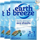 Earth Breeze Laundry Detergent Sheets Fragrance-Free - 180 Loads Eco Liquidless Soap - Travel-Friendly for Hot & Cold Cycles, Tackles Tough Stains & Odors - Gentle on Sensitive Skin, 90 Ct (3 Pack) by CozyNest Decor