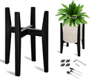 OERGKE Adjustable Plant Stand Indoor, Bamboo Mid Century Modern Plants Stands, Corner Flower Holder for Living Room, Fits 8 to 12 Inches Pots, (Pot & Plant Not Included)(Black, 1 Pack) by GreenHaven Gardens