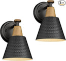 FEMILA Wall Sconces Set of 2, 1-Light Matte Black Bathroom Light Fixtures, Modern Single Vanity Light Wall Lamp with Hammered Metal Shade, 4FG59B-2 BK by CozyNest Decor