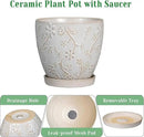 8 Inch Ceramic Pots for Plants Large Planter Pot with Drainage Hole and Saucer Round Flower Pot for Indoor Outdoor Decor, White by GreenHaven Gardens
