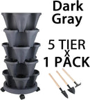 Vertical Planter 5 Tier Stackable Planters Garden Planters Strawberry Herb Flower and Vegetable Planter Indoor Outdoor Gardening Pots with Removable Wheels and Tools by CozyNest Decor
