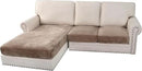 H.VERSAILTEX Velvet Stretch Sectional Couch Covers 3 Pieces Sofa Seat Cushion Covers L Shape Separate Cushion Couch Cover for Both Left/Right Sectional Couch (Large Sofa 2 Seater + 1 Chaise, Taupe) by CozyNest Decor