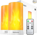 Hompavo 【Upgraded】 LED Flame Lights with Remote & Timer, 4-Mode Rechargeable Battery Operated Flameless Candles, Waterproof Pillar Flickering Lanterns for Bathroom Patio Wedding Halloween Home Decor by GreenHaven Gardens