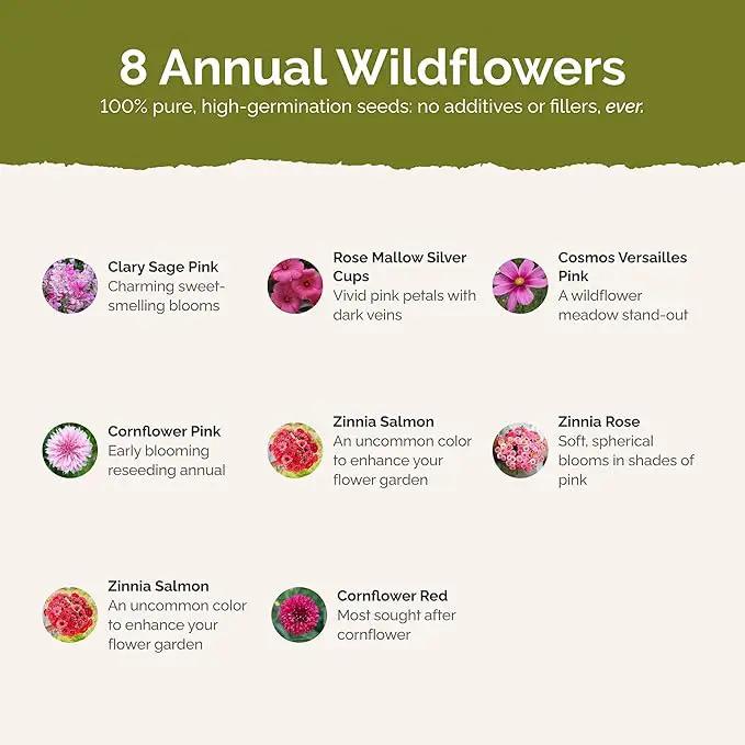 Eden Brothers Pink Perfection Flower Mixed Seeds for Planting, 5 lb, 2,400,000+ Seeds with Zinnia, Cosmos Versailles | Attracts Pollinators, Plant in Spring or Fall, Zones 3, 4, 5, 6, 7, 8, 9, 10, photo 3 of 6