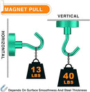 MIKEDE Magnetic Hooks, 40Lbs+ Heavy Duty Magnet Hooks for Cruise Cabins, Super Neodymium Hanging Hooks Strong Magnets with Hook for Fridge, Magnetic Hanger for Grill, Toolbox, Storage(Green, 10 Pack) by CozyNest Decor