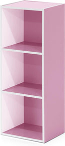 Furinno 3-Tier Open Shelf Bookcase, White/Pink 11003WH/PI by TinyTreasures Baby Boutique