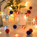 4th of July Decorations 9.85FT Red White and Blue Star String Lights Pom Pom Star Lights Battery Operated with Timer Fairy Lights for Independence Day Memorial Patriotic Fourth of July Decor for Home by CozyNest Decor