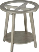 COSIEST 2-Tier End Table with Tempered Glass Top, Round MDF Side Table with Storage Shelf, Modern Wood Accent Table for Bedroom Living Room Home Office, Antique Silver by CozyNest Decor