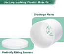 D'vine Dev 2 Pack 10 Inch Modern Plastic Plant Pots, Small Garden Planters for Plant with Drainage Holes and Saucers, White Color, 74-Z-N-1 by GreenHaven Gardens