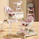 High Chairs for Babies and Toddlers, 4 in 1 Convertible Baby High Chair, Portable High Chair for Travel with Adjustable Height and Back, Foldable HighChair with Wheels& Pu Cushion by TinyTreasures Baby Boutique