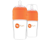 PopYum 9 oz Orange Anti-Colic Formula Making/Mixing/Dispenser Baby Bottles, 2-Pack with