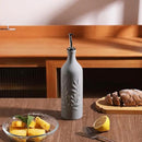 Sweejar Large Ceramic Olive Oil Dispenser Bottle, 24 Oz Relief Opaque Oil Cruet Protects Oil To Reduce Oxidation, Storage Vinegar, Soy Sauce, Coffee Syrup, Liquids, Set of 1 (Gray) by CozyNest Decor